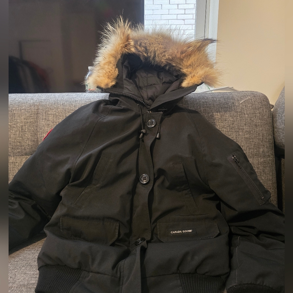 Canada Goose Black Bomber with Fur Hood